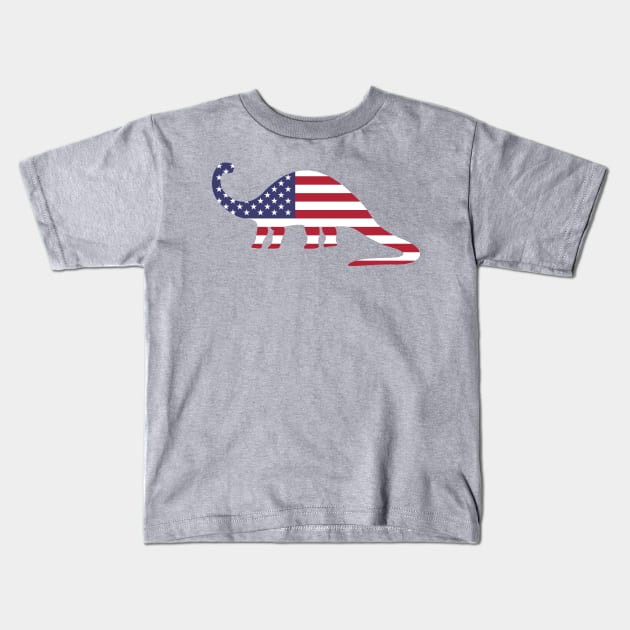 American Flag Dinosaur Kids T-Shirt by Kyle O'Briant